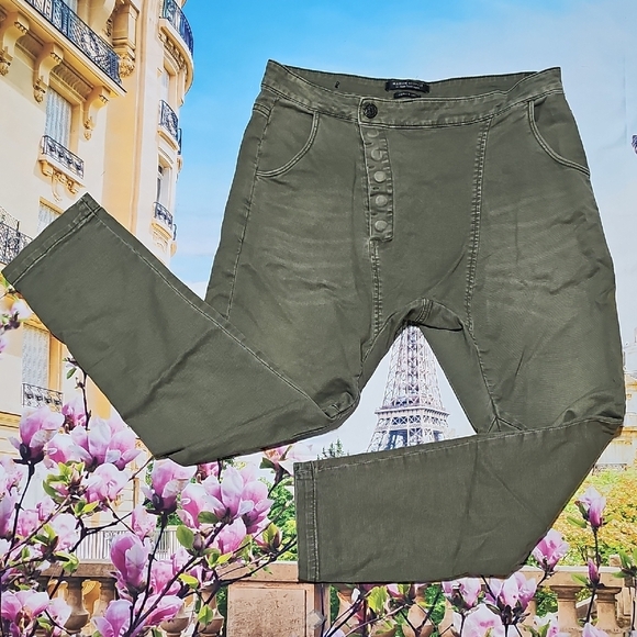 Maison Scotch & Soda Men's Green‎ Snap Button Jeans Size 28x27